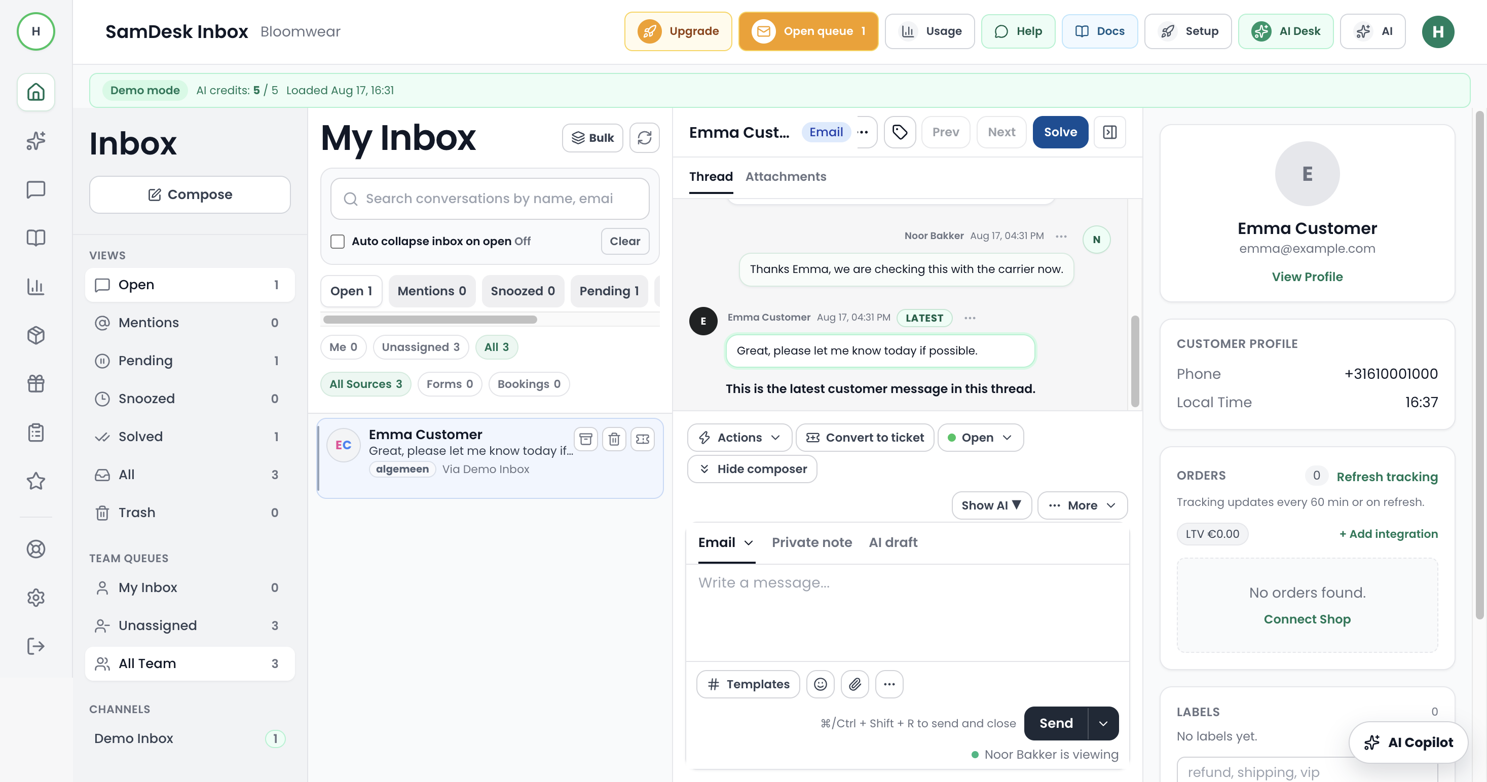 Dashboard met inbox startpunt