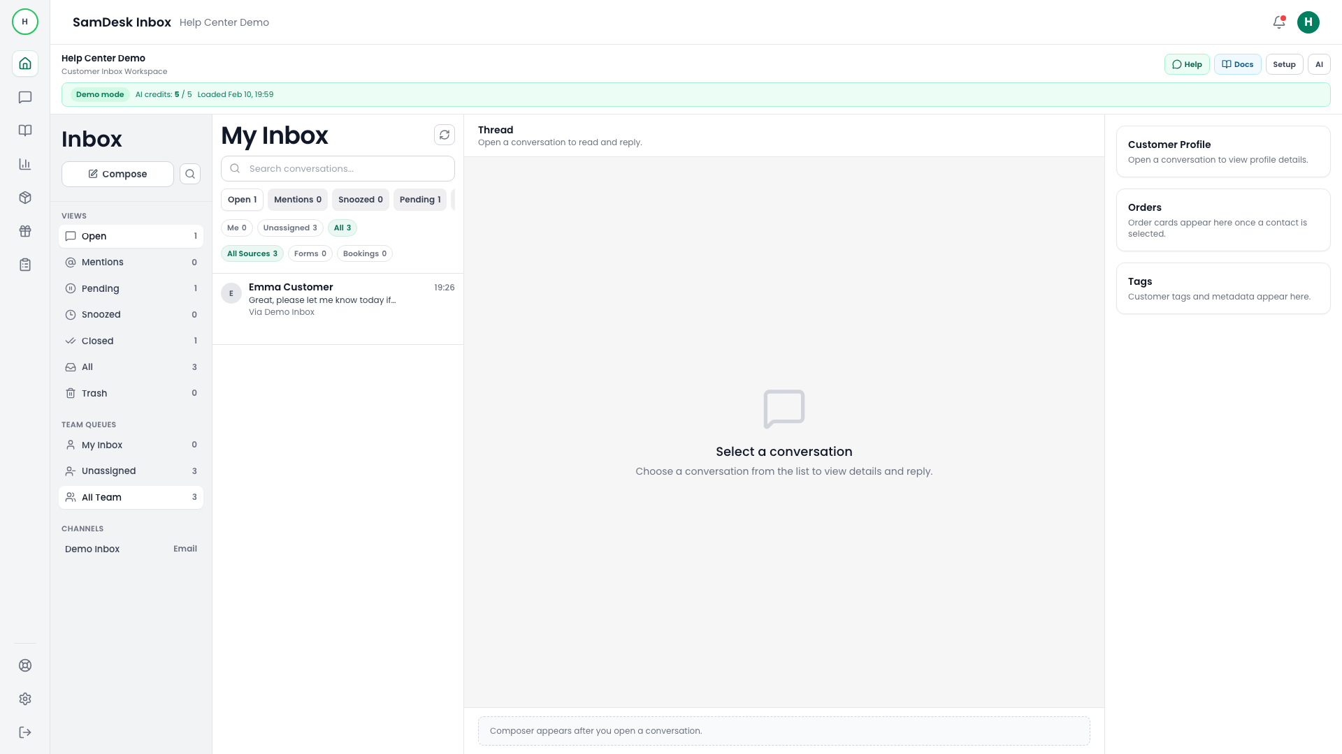 Returns use case in inbox