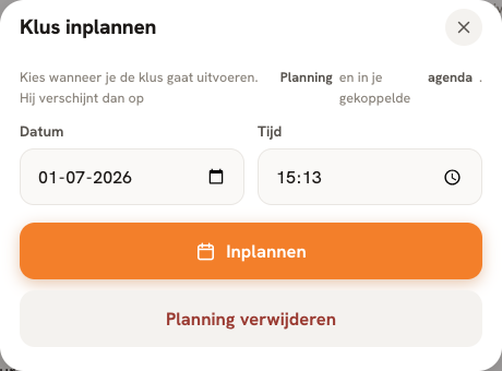 Stap 2 — In het paneel kies je datum, tijd en monteur.