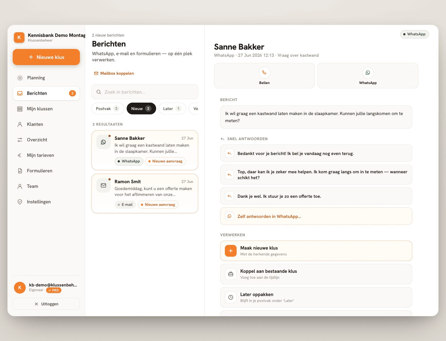 Stap 2 — Met de filter Nieuw kijk je alleen naar open aanvragen.