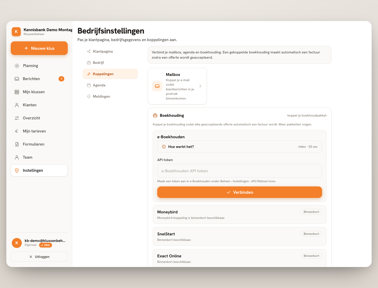 Stap 1 — Hier staan boekhouding en betalingen bij elkaar.