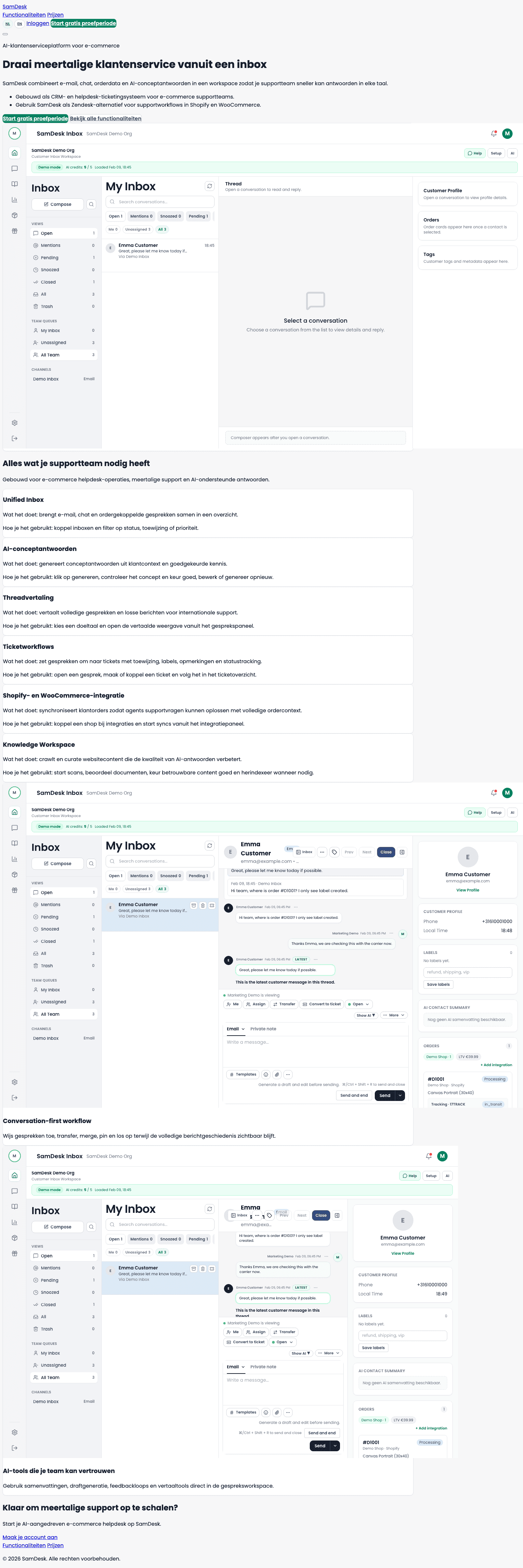 SamDesk alternatief pagina visual